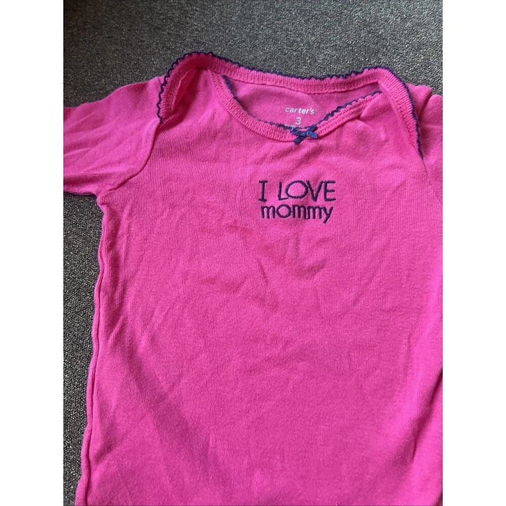 Baby‎ Girl Clothes Carter's Newborn Dark Pink I Love Mommy Bodysuit 3M